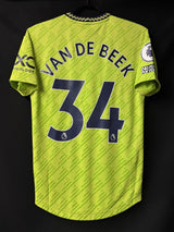 【2022/23】マンチェスター・ユナイテッド(3rd)/ CONDITION:A- / SIZE:S(日本規格)/ #34 / VAN DE BEEK / プレミア、No room for racismパッチ / オーセンティック