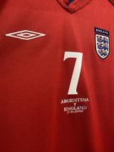 【2002】イングランド代表(A)/ CONDITION:B+ / SIZE:XL相当 / #7 / BECKHAM / アルゼンチン代表戦刺繍