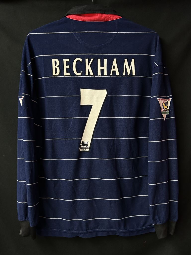 1999-00 Manchester United Away Longsleeve, Beckham #7, Very Good