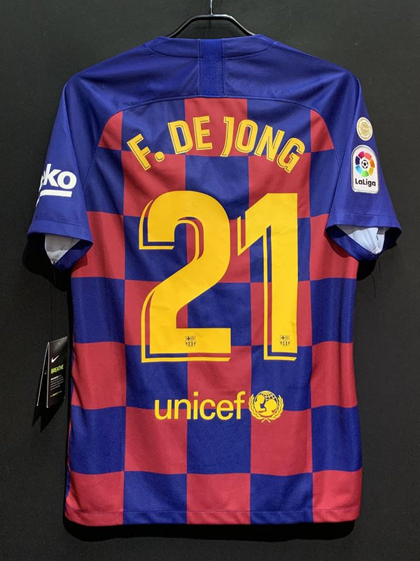 【2019/20】バルセロナ（H）/ CONDITION：NEW / SIZE：M / #21 / F. DE JONG / 穴なしマーキング / ラ・リーガチャンピオンパッチ