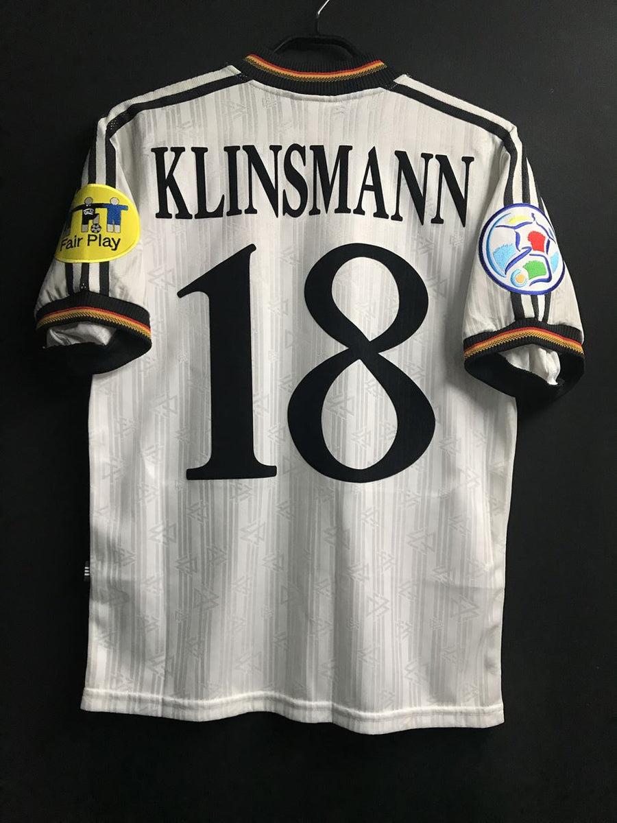 1996】ドイツ代表（H）/ CONDITION：New / SIZE：S / #18 / KLINSMANN / EURO1996パッチ –  Vintage Sports Football Store