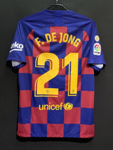 【2019/20】バルセロナ（H）/ CONDITION：B+ / SIZE：M / #21 / F. DE JONG / ラ・リーガチャンピオンパッチ / 穴なしマーキング