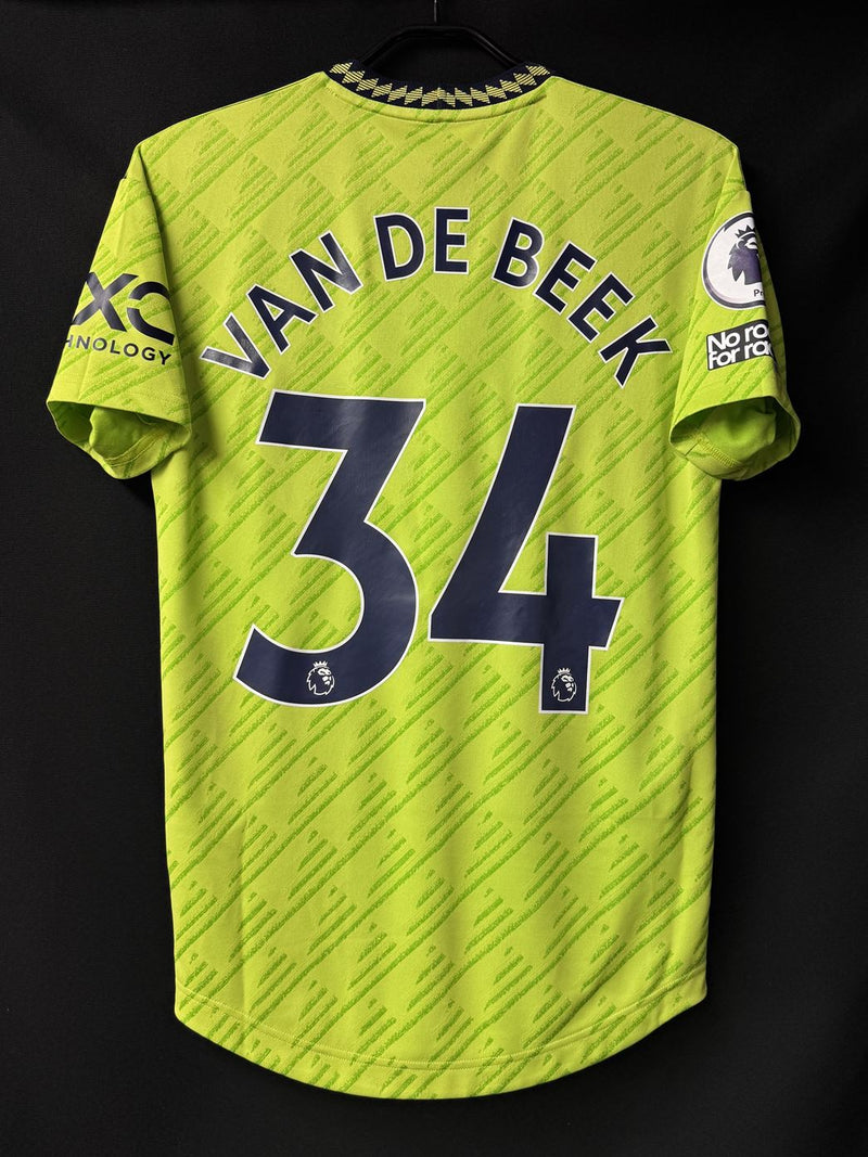 【2022/23】マンチェスター・ユナイテッド（3rd）/ CONDITION：A- / SIZE：S（日本規格）/ #34 / VAN DE BEEK / プレミア、No room for racismパッチ / オーセンティック