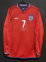 【2002】イングランド代表（A）/ CONDITION：B+ / SIZE：XL相当 / #7 / BECKHAM / アルゼンチン代表戦刺繍