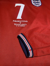【2002】イングランド代表（A）/ CONDITION：B+ / SIZE：XL相当 / #7 / BECKHAM / アルゼンチン代表戦刺繍